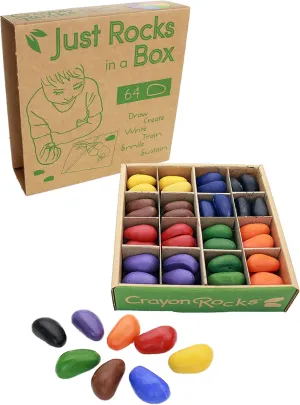 Crayon Rocks Just Rocks in a Box, 8 Colors, Tripod Grip Crayons Made For Handwriting Development in Kids and Toddlers, Fun & Educational, Creative Activity, 8 of Each Color - 64 Count
