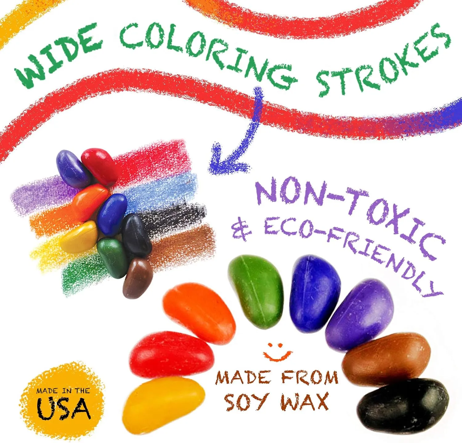 Crayon Rocks Just Rocks in a Box, 8 Colors, Tripod Grip Crayons Made For Handwriting Development in Kids and Toddlers, Fun & Educational, Creative Activity, 8 of Each Color - 64 Count