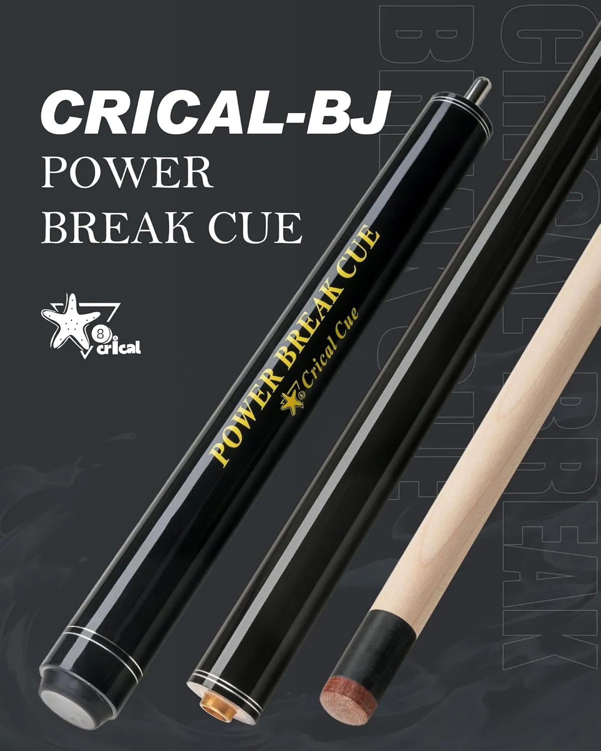 CRICAL Heavy Hitter Jump Break Cue 3-Pieces Carbon Fiber Break Jump Cue with 13.2mm Tip Punch Cue Professional Jump Cue Billiard Pool Stick