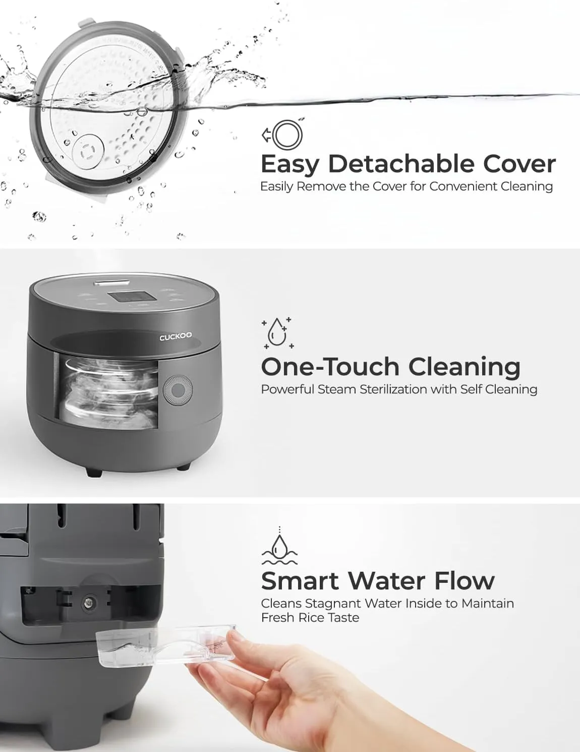 CUCKOO Rice Cooker 6 Cup Uncooked / 12 Cup Cooked, Modern Fuzzy Logic Rice Cooker Small with Delay Timer & Keep Warm Setting, Versatile Food Steamer for Cooking, Non-Stick Inner Pot, Gray (CR-0675FG)