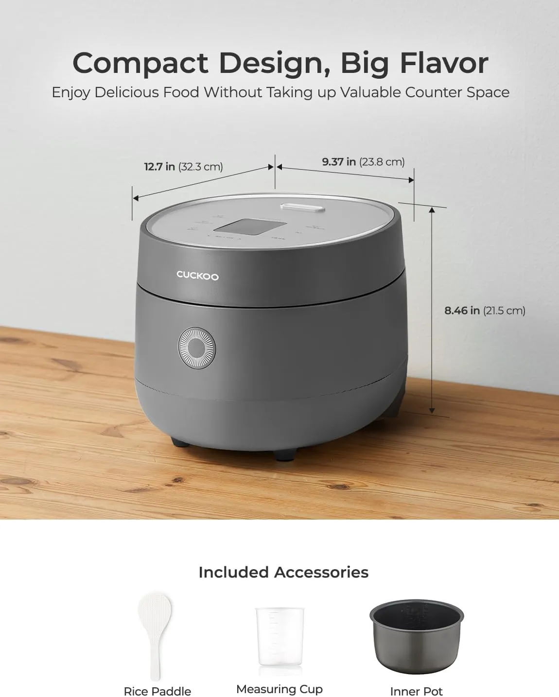 CUCKOO Rice Cooker 6 Cup Uncooked / 12 Cup Cooked, Modern Fuzzy Logic Rice Cooker Small with Delay Timer & Keep Warm Setting, Versatile Food Steamer for Cooking, Non-Stick Inner Pot, Gray (CR-0675FG)