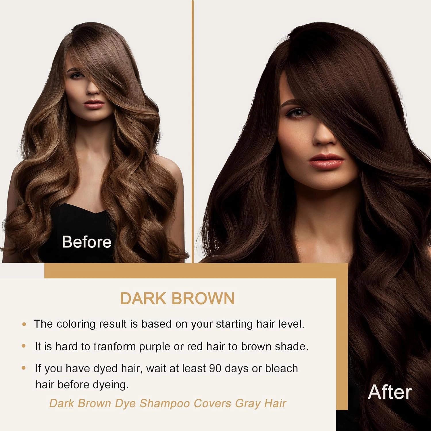 Dark Brown Hair Dye Shampoo 3 in 1, Hair Color Shampoo for Gray Coverage, Long Lasting Brown Hair Dye, Champu Para Canas, Works in Minutes, Easy to Use, 16.90 Fl Oz