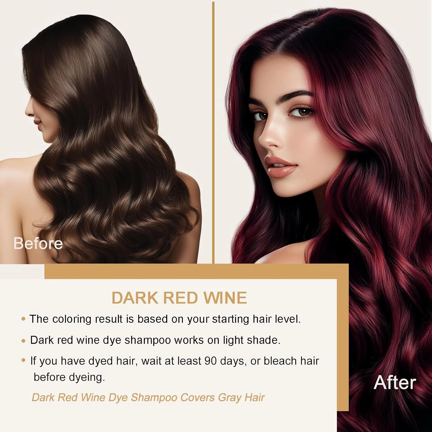 Dark Red Hair Dye Shampoo, Hair Color Shampoo for Gray Hair, Color Shampoo Hair Dye, Red Hair Dye & Champu Para Canas, Colors in Minutes, Easy to Use, 16.90 Fl Oz