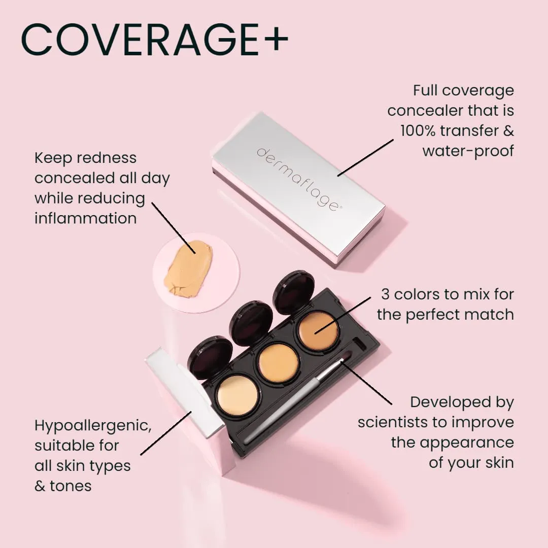 DERMAFLAGE COVERAGE  Rosacea and Redness Makeup Infused With Cream For Redness Relief For Face | Rosacea Cream For Redness Relief For Face Plus Full Coverage Anti Redness Makeup |… (Light)