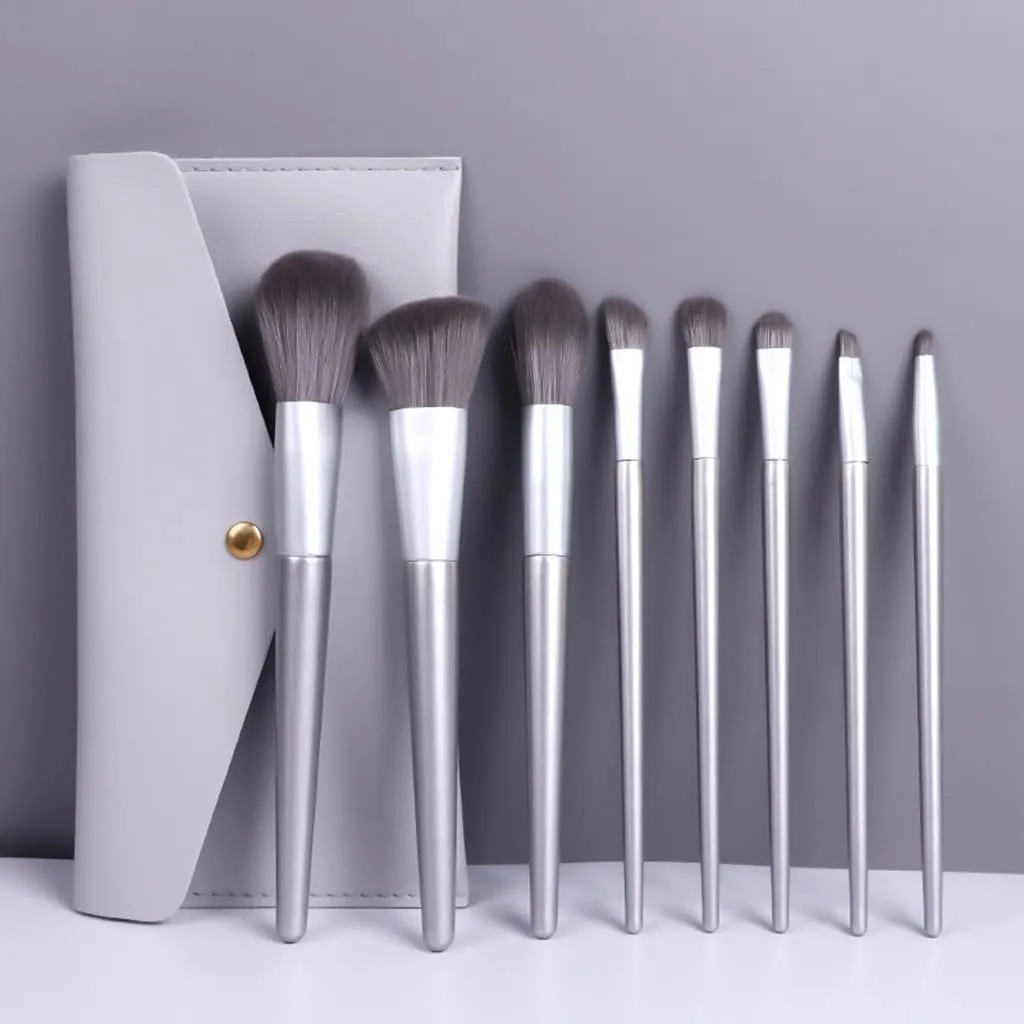 DFHBFG 8 Makeup Brush Set Soft Wood Handle Loose Brush Concealer Brush Eyeshadow Brush Full Set Makeup Brush(D)(As shown,E)