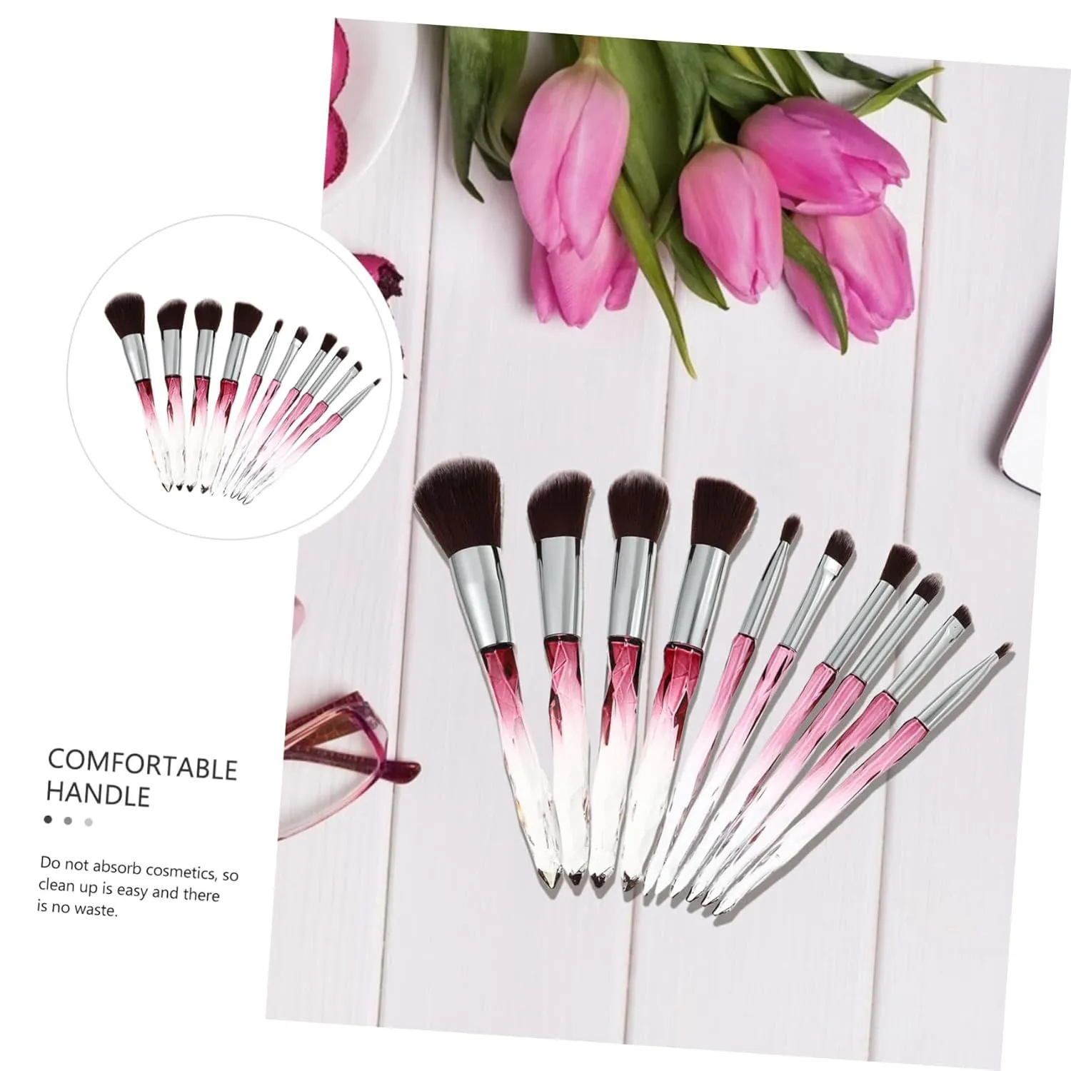 Didiseaon Cosmetics Foundation Brush Set 10pc Crystal Makeup Brushes Suits Makeup Blush Face Brush Women's Beauty Tools