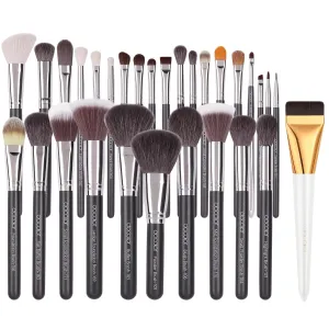 Docolor 29Pcs Professional Makeup Brush Set and Flat Foundation Brush for Liquid Makeup Premium Makeup Face Brush for Blending, Cream, Liquid Blush Face Makeup Tool