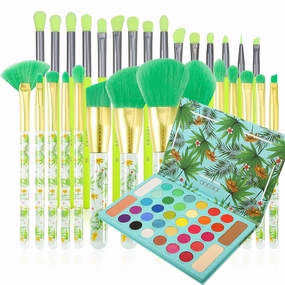 docolor 34Color Tropical Eyeshadow Palette   15Piece Eye Makeup Brush Set   14Piece Tropical Makeup Brushes Synthetic Kabuki Foundation Blending Contour Face Powder Mineral Eyeshadow Make Up Kit