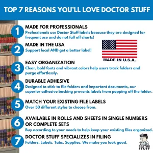 Doctor Stuff - File Folder Labels, Number 7, S & W KKL Match - SWNM Series Chart Stickers, Brown, 1-1/2" x 1-1/2", #7, 500/Roll