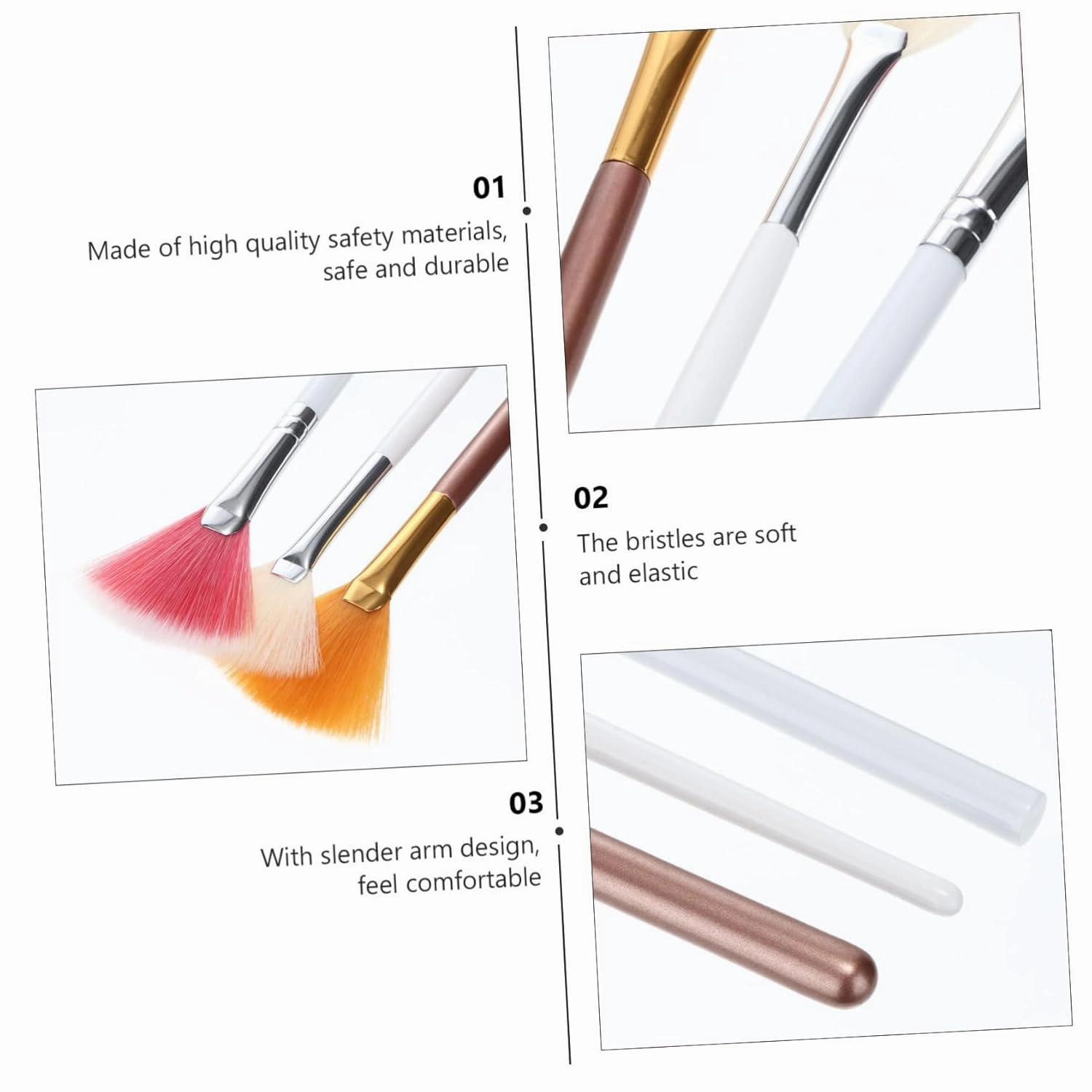DOITOOL 9pcs Fan-shaped Highlighter Brush for Makeup Vegan Synthetic Cosmetic Tool for Teens for Blending Blush Face Bristles Essential Makeup Supplies