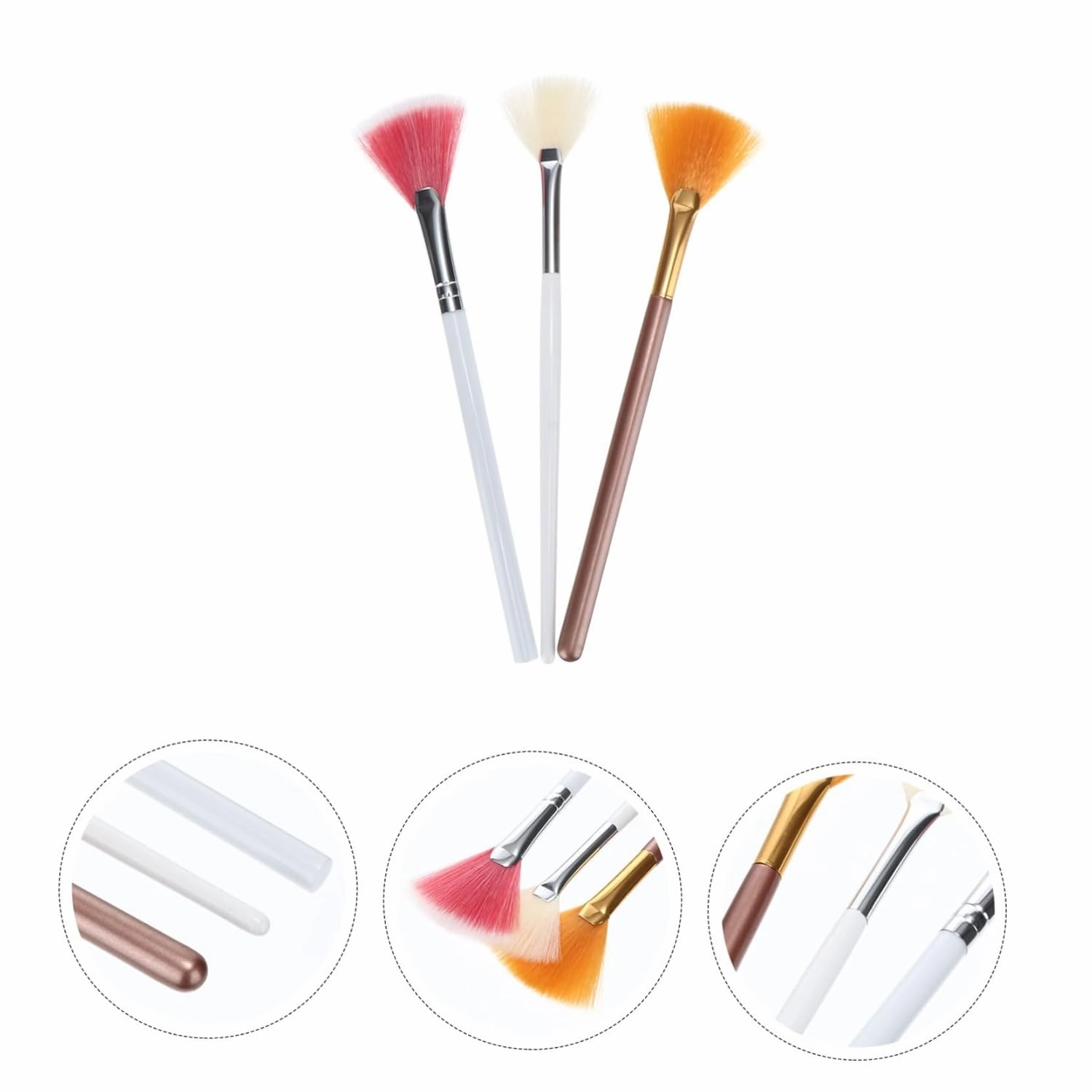 DOITOOL 9pcs Fan-shaped Highlighter Brush for Makeup Vegan Synthetic Cosmetic Tool for Teens for Blending Blush Face Bristles Essential Makeup Supplies