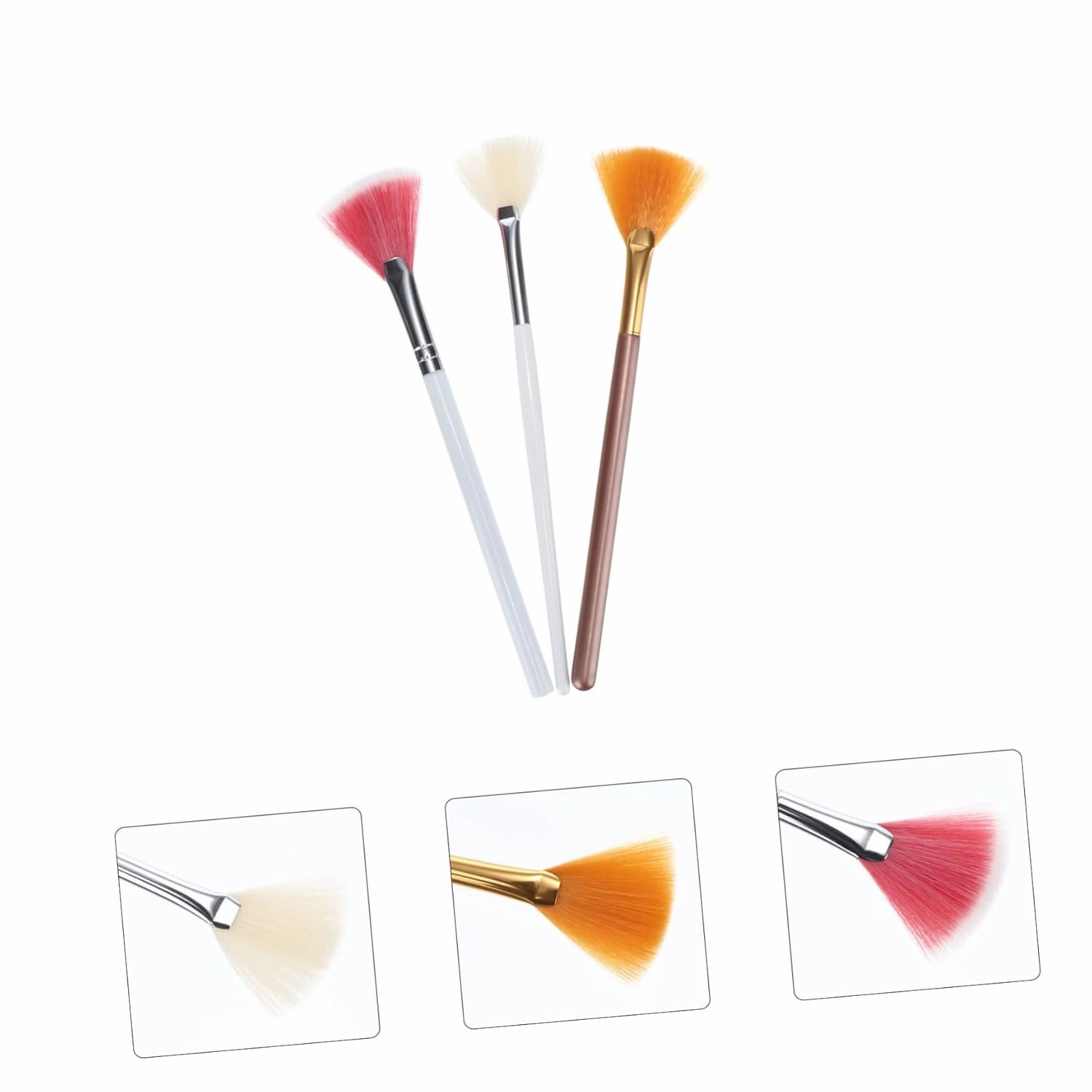 DOITOOL 9pcs Fan-shaped Highlighter Brush for Makeup Vegan Synthetic Cosmetic Tool for Teens for Blending Blush Face Bristles Essential Makeup Supplies