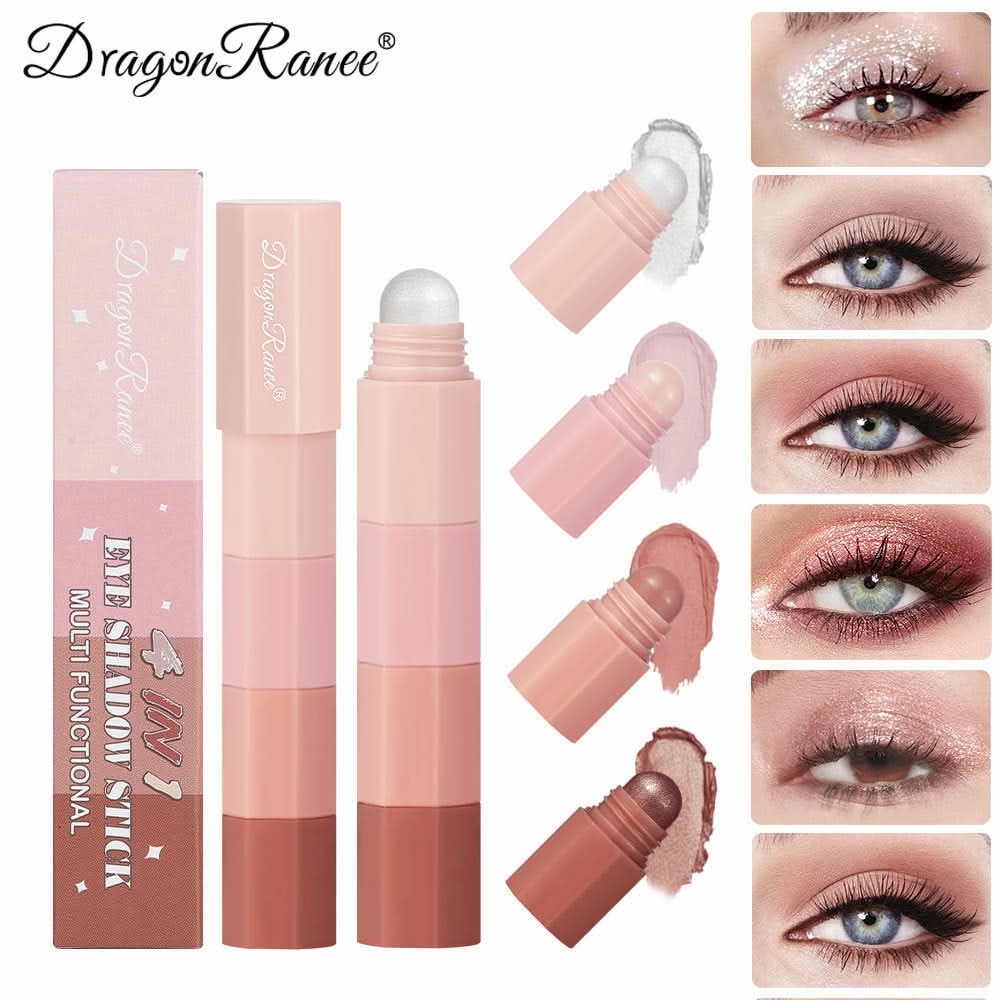 Dragon Ranee Waterproof 4-Color Eyeshadow Stick Set – Pearlescent & Matte