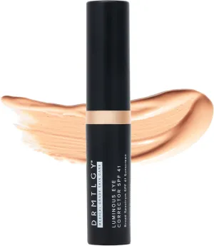 DRMTLGY Luminous Eye Corrector SPF 41, Under Eye Color Corrector for Dark Circles, Anti-Aging Tinted Eye Cream, Hydrating Eye Serum with Peach Undertone FSA/HSA Eligible, Medium