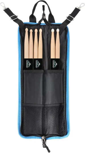 EASTROCK Drum Sticks Bag with 3 Pair Drumsticks, Drumstick Bag Drum Sticks Holder with Floor Tom Hook, Carrying Strap (Black)