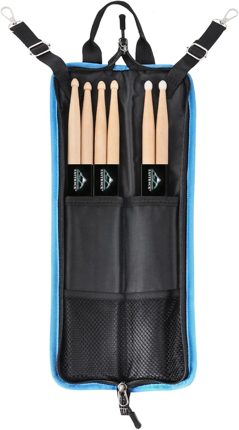 EASTROCK Drum Sticks Bag with 3 Pair Drumsticks, Drumstick Bag Drum Sticks Holder with Floor Tom Hook, Carrying Strap (Black)
