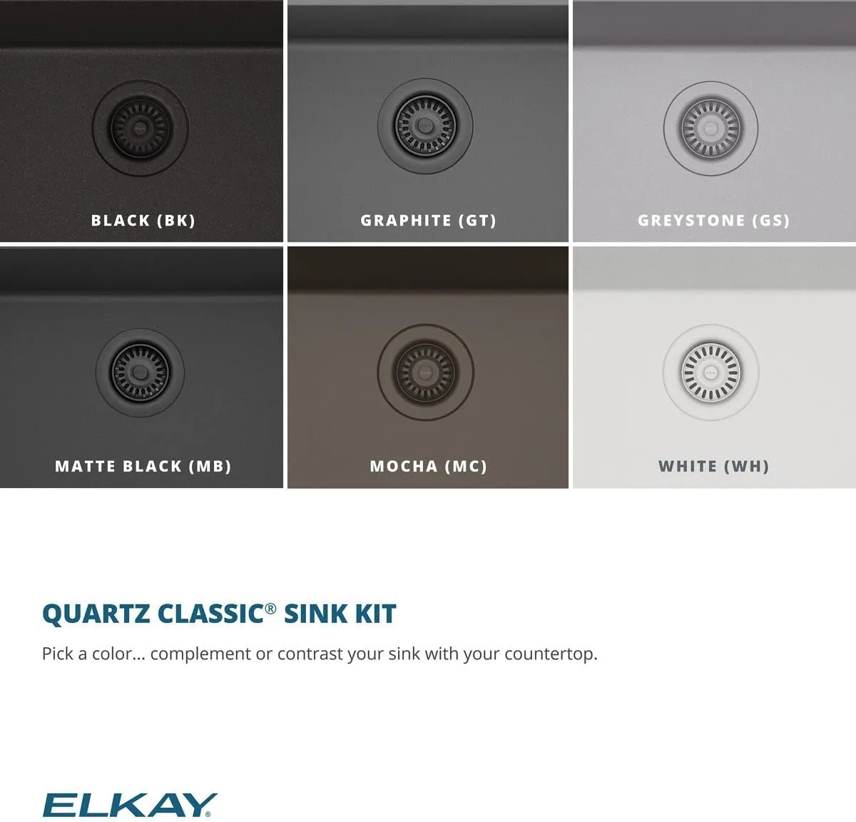 Elkay ELGHU3322RGT0C Quartz Classic 33" x 22" x 10", Offset 60/40 Double Bowl Undermount Sink Kit with Aqua Divide, Graphite