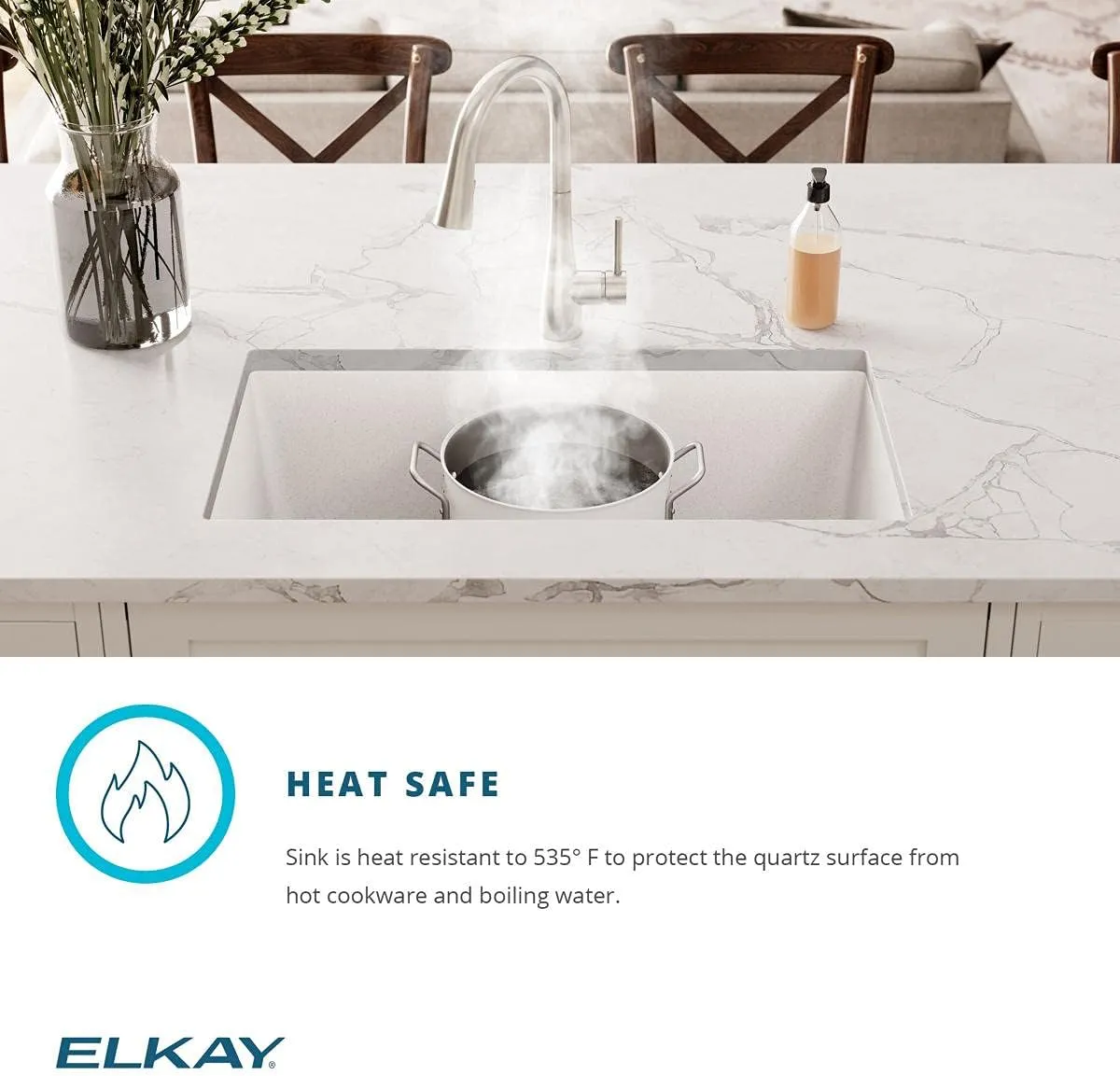 Elkay ELGHU3322RGT0C Quartz Classic 33" x 22" x 10", Offset 60/40 Double Bowl Undermount Sink Kit with Aqua Divide, Graphite