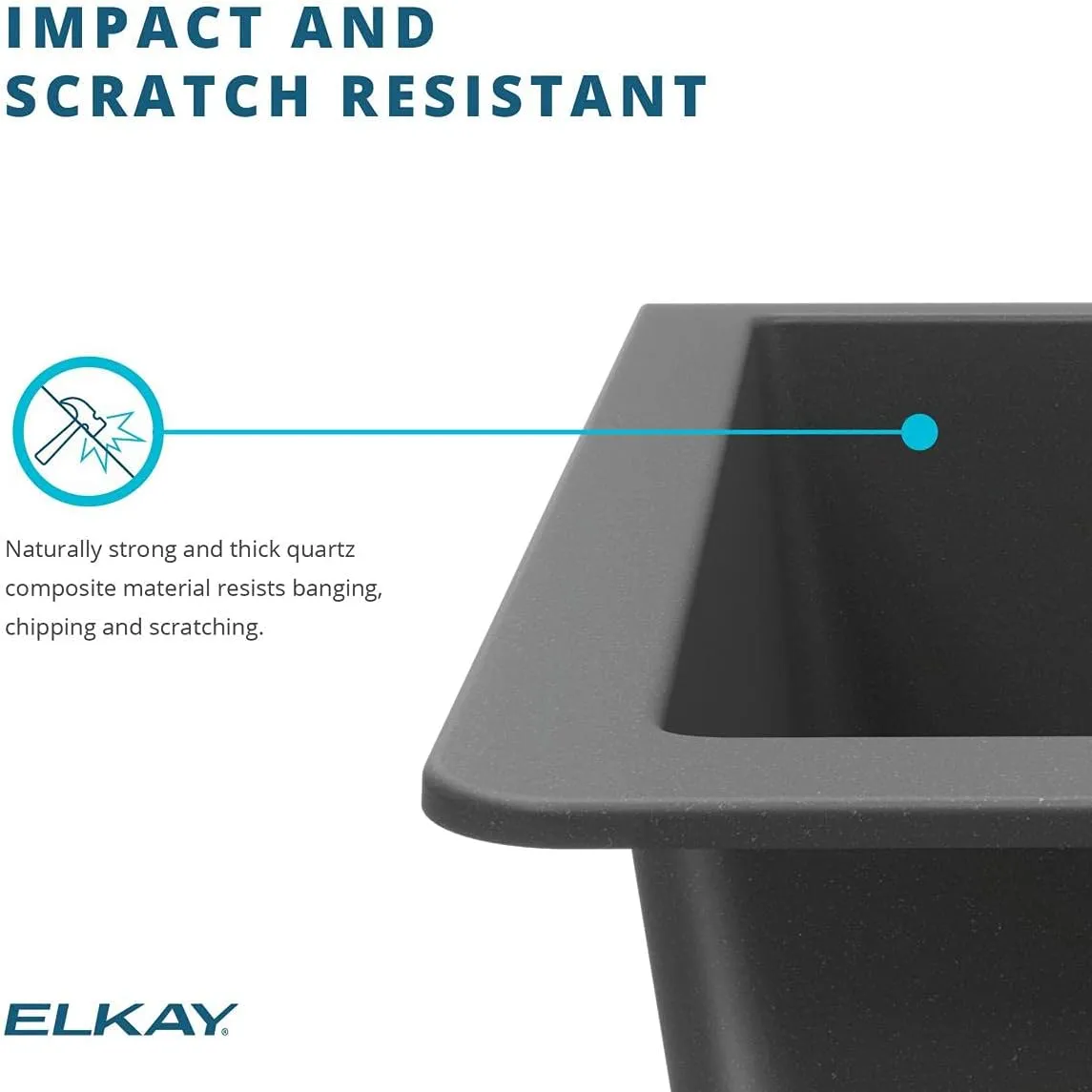 Elkay ELGHU3322RGT0C Quartz Classic 33" x 22" x 10", Offset 60/40 Double Bowl Undermount Sink Kit with Aqua Divide, Graphite