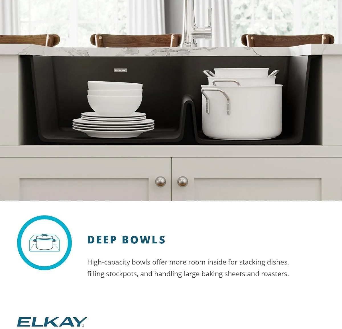 Elkay ELGHU3322RGT0C Quartz Classic 33" x 22" x 10", Offset 60/40 Double Bowl Undermount Sink Kit with Aqua Divide, Graphite