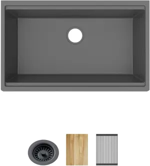 Elkay Quartz Classic 33" x 22" x 9-1/2" Single Bowl Undermount Workstation Sink 4pc Kit Graphite