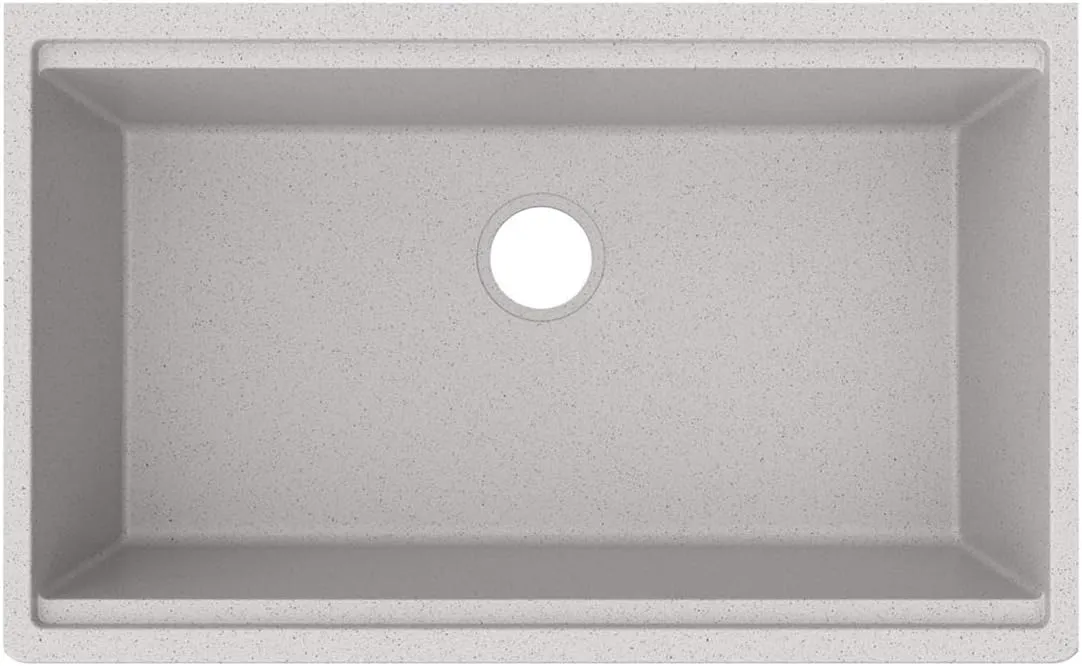 Elkay Quartz Classic 33" x 22" x 9-1/2" Single Bowl Undermount Workstation Sink 4pc Kit Greystone