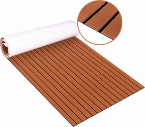 EVA Foam Teak Floor Decking Sheet 94.5''x36'', Non-Skid-Self-Adhesive Flooring Synthetic Deck Marine Yacht RV Boat Flooring Mats