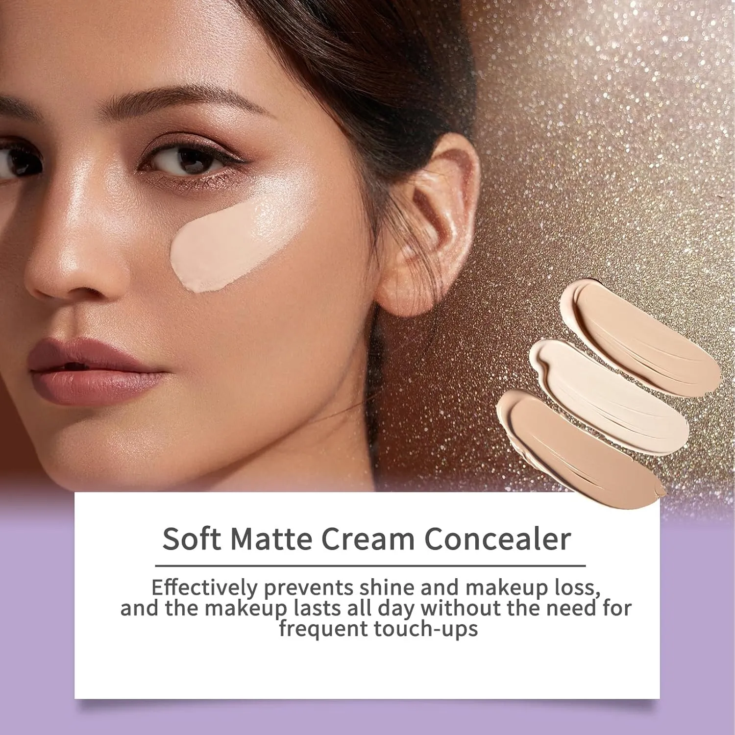 Evanesce Soft Matte Cream Concealer, Full-Coverage Waterproof Moisturizing Hydrating Foundation, Color Correcting Cream with Makeup Brush (02*Natural)