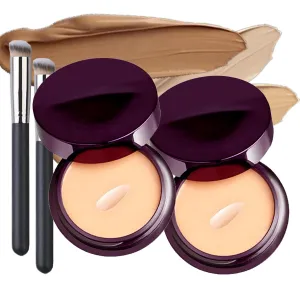 Evanesce Soft Matte Cream Concealer, Full-Coverage Waterproof Moisturizing Hydrating Foundation, Color Correcting Cream with Makeup Brush (02*Natural)