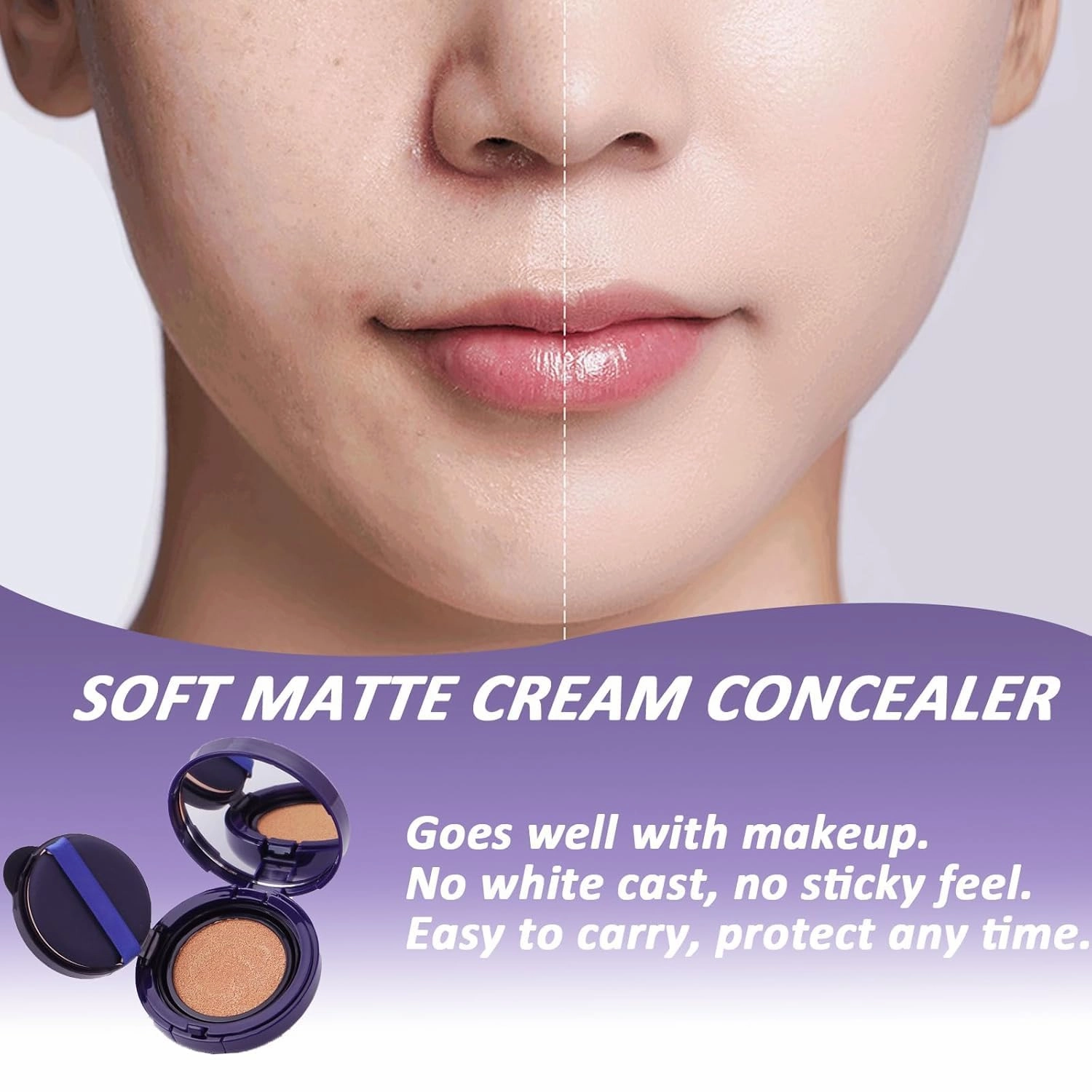 Evanesce Soft Matte Cream Concealer, Evanesce Soft Matte Cream Foundation, Waterproof Foundation, Full Coverage, Hydrating Long-Lasting Concealer (Ivory Natural, One Size)