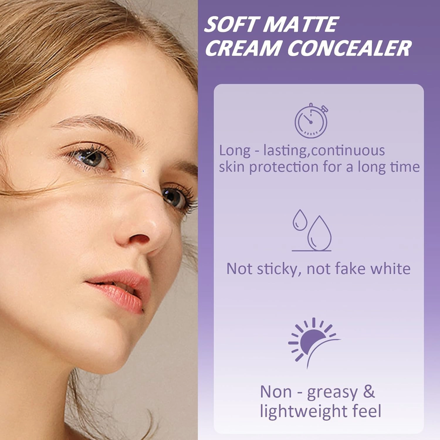 Evanesce Soft Matte Cream Concealer, Evanesce Soft Matte Cream Foundation, Waterproof Foundation, Full Coverage, Hydrating Long-Lasting Concealer (Ivory Natural, One Size)