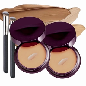 Evanesce Soft Matte Cream Concealer, Full-Coverage Waterproof Moisturizing Hydrating Foundation, Color Correcting Cream with Makeup Brush (03*Dark)