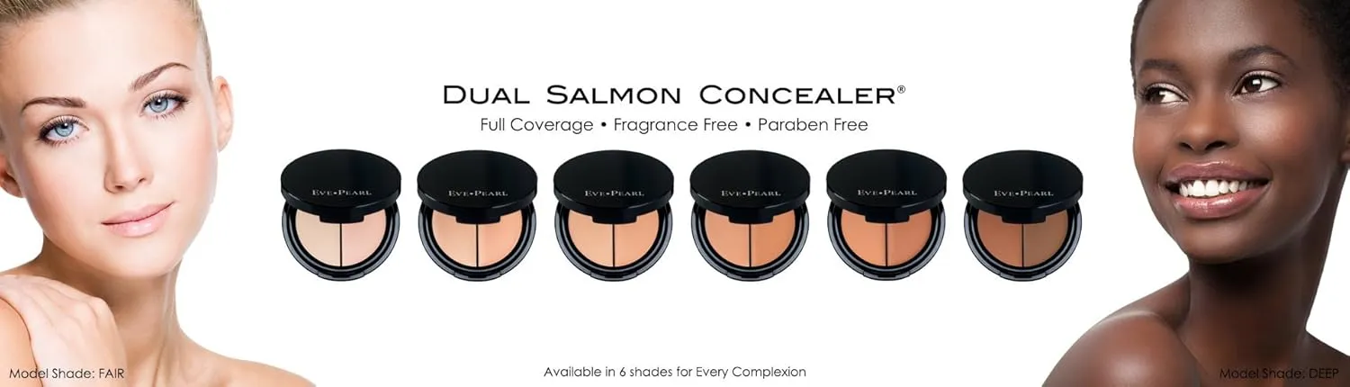 EVE PEARL Dual Salmon Concealer Full Coverage Under Eye Concealer Smooth Skin Treatment Brighten Makeup Hydrate Skincare (Medium)