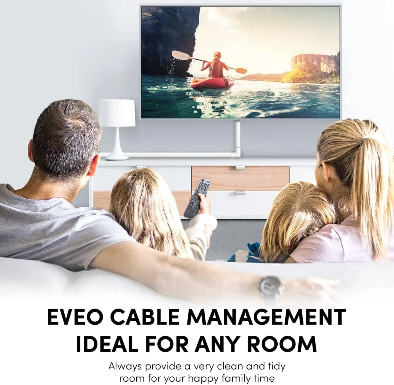 EVEO Cord Hider - 306” Cord Cover Wall Cable Hider, Cable Concealer, Wire Hiders for TV on Wall. Cable Management, Cord Hider Wall Cable Raceway Wire Covers for Cords -18X (L17 W0.95 H0.5) - White