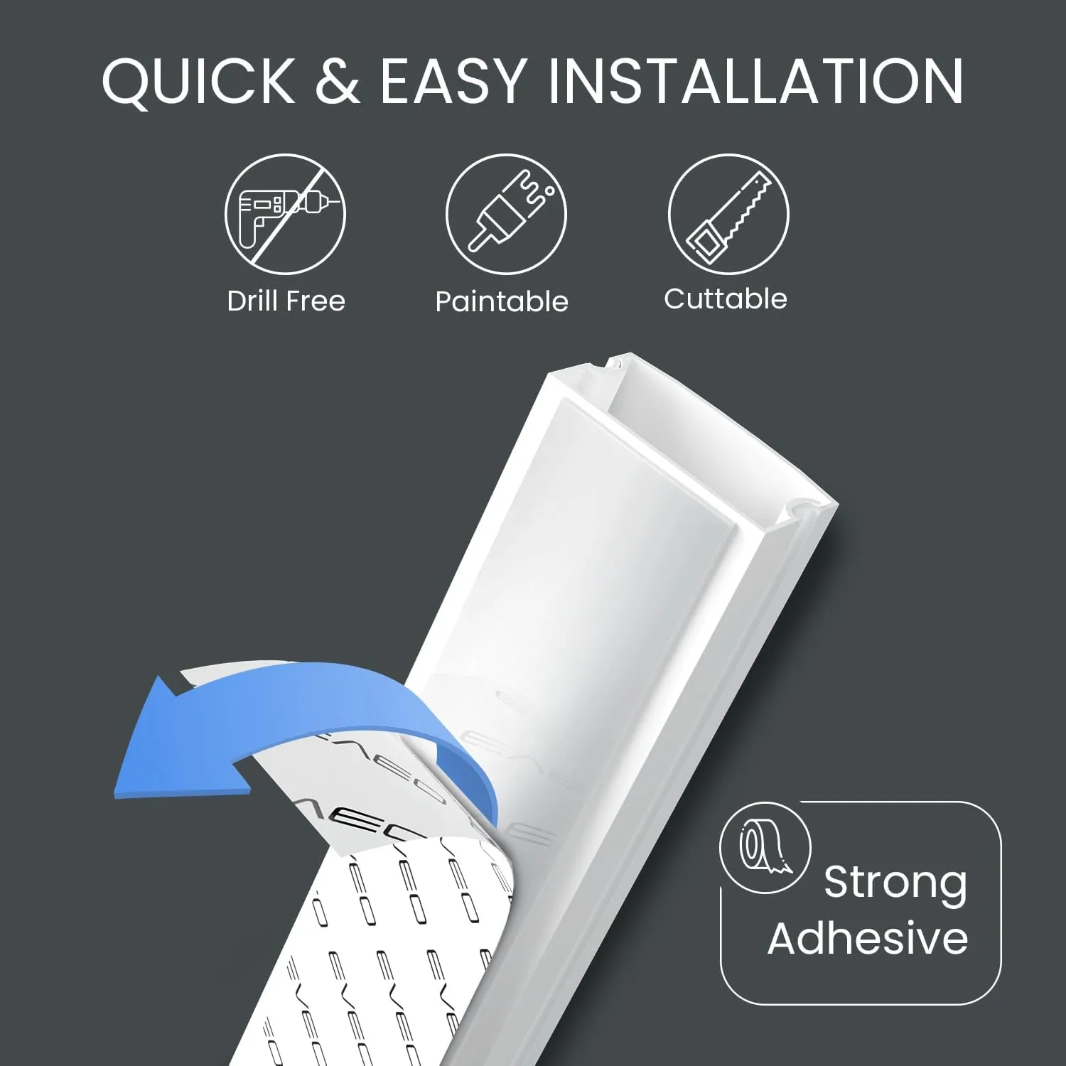 EVEO Cord Hider - 306” Cord Cover Wall Cable Hider, Cable Concealer, Wire Hiders for TV on Wall. Cable Management, Cord Hider Wall Cable Raceway Wire Covers for Cords -18X (L17 W0.95 H0.5) - White