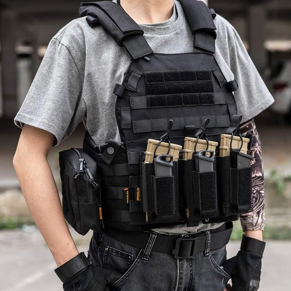 EXCELLENT ELITE SPANKER Open-Top Single/Double/Triple Molle Mag Pouch for M4 M14 M16 AK AR Elastic Rifle Magazines for Pistol Mag Pouch