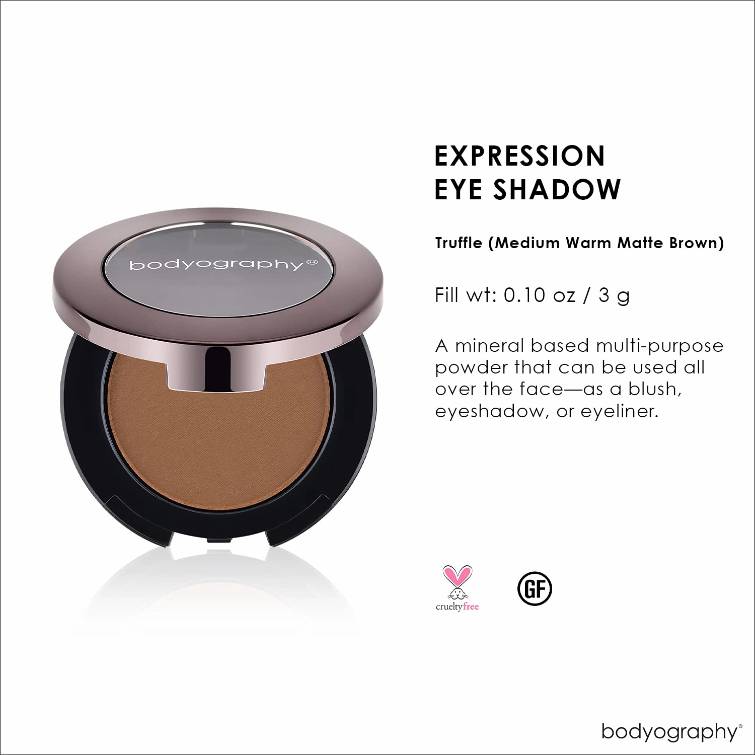 Expression Eyeshadow Matte - Truffle Dark Brown by Bodyography for Women - 0.10 oz Eye Shadow