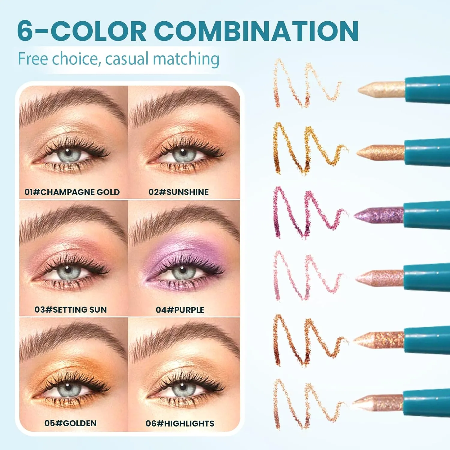 Eye Stick Eye Shadow Stick Long Lasting Waterproof, Eye Brightener Sticks, Shimmer Creamy Eye Shadow Makeup (01#Champagne gold)