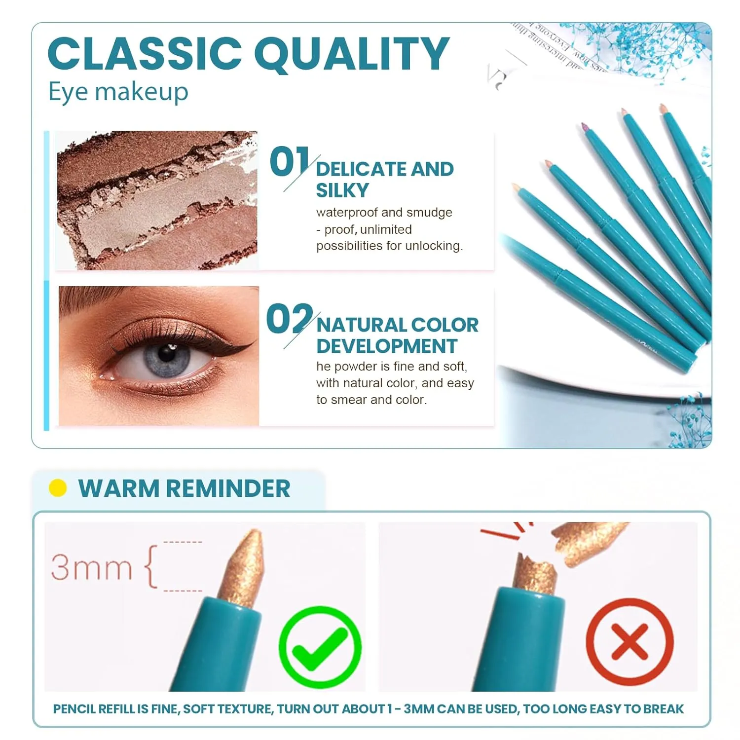 Eye Stick Eye Shadow Stick Long Lasting Waterproof, Eye Brightener Sticks, Shimmer Creamy Eye Shadow Makeup (01#Champagne gold)
