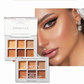 FAMOTY 6 Colors Concealer Palette Creamy Waterproof Long Lasting Concealer Stick for Face Eyes Lips with Mirror (3)