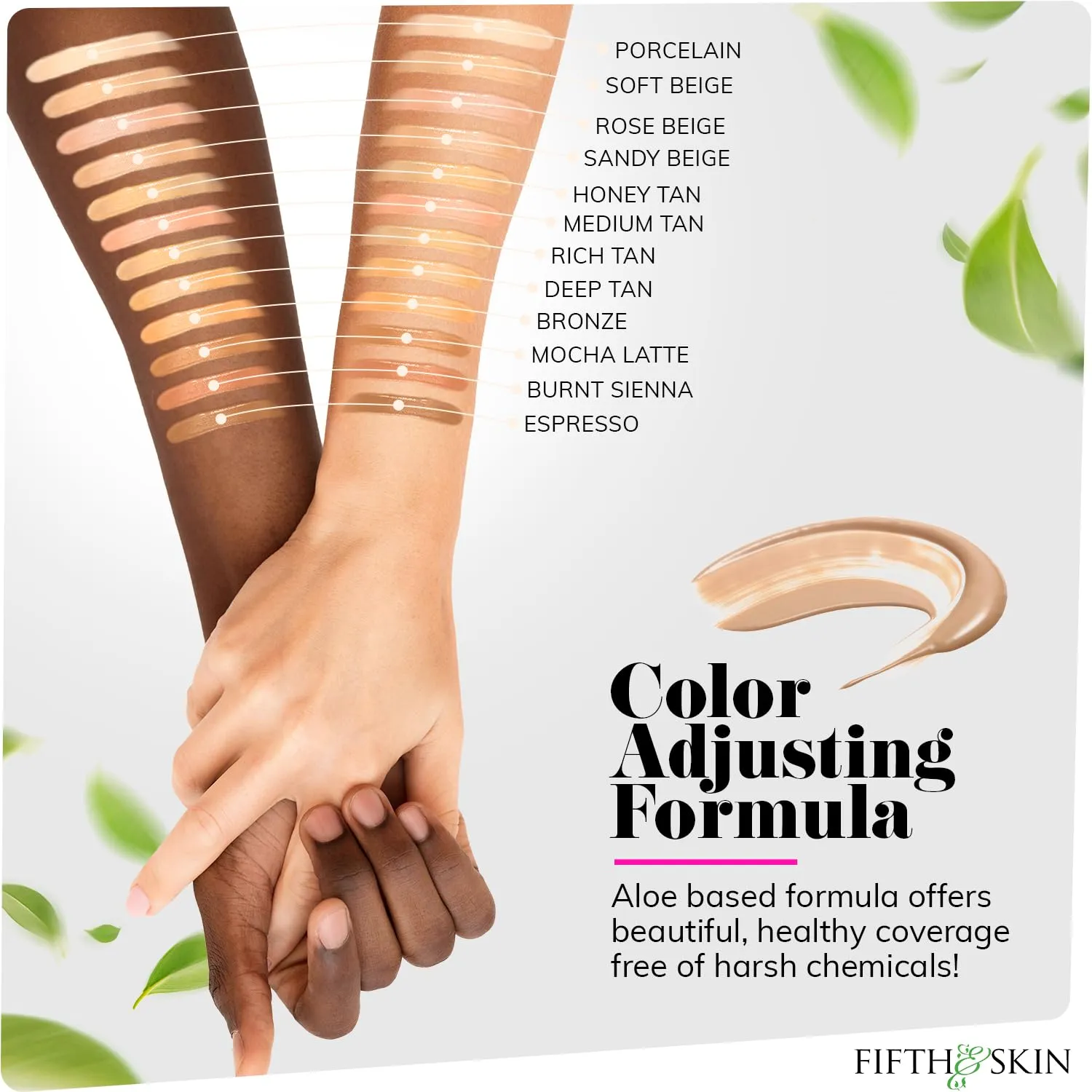 Fifth & Skin: Better’n Ur Skin Liquid Foundation (ROSE BEIGE) - Natural, Organic, Vegan, Cruelty-Free - Gluten-Free Beauty with Buildable Coverage and Palm-Free Luxury - 1 oz