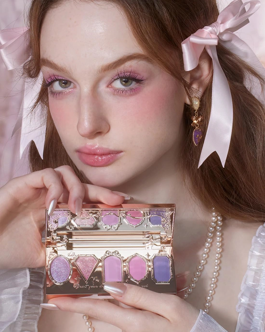 Flower Knows Violet Strawberry Rococo Eyeshadow Palette - 3 Matte 2 Shimmer Purple Shades,Long-lasting,Easy-to-apply & Highly Pigmented Eye Shadow(G01 Starmoon Strawberryl,0.37 Oz)