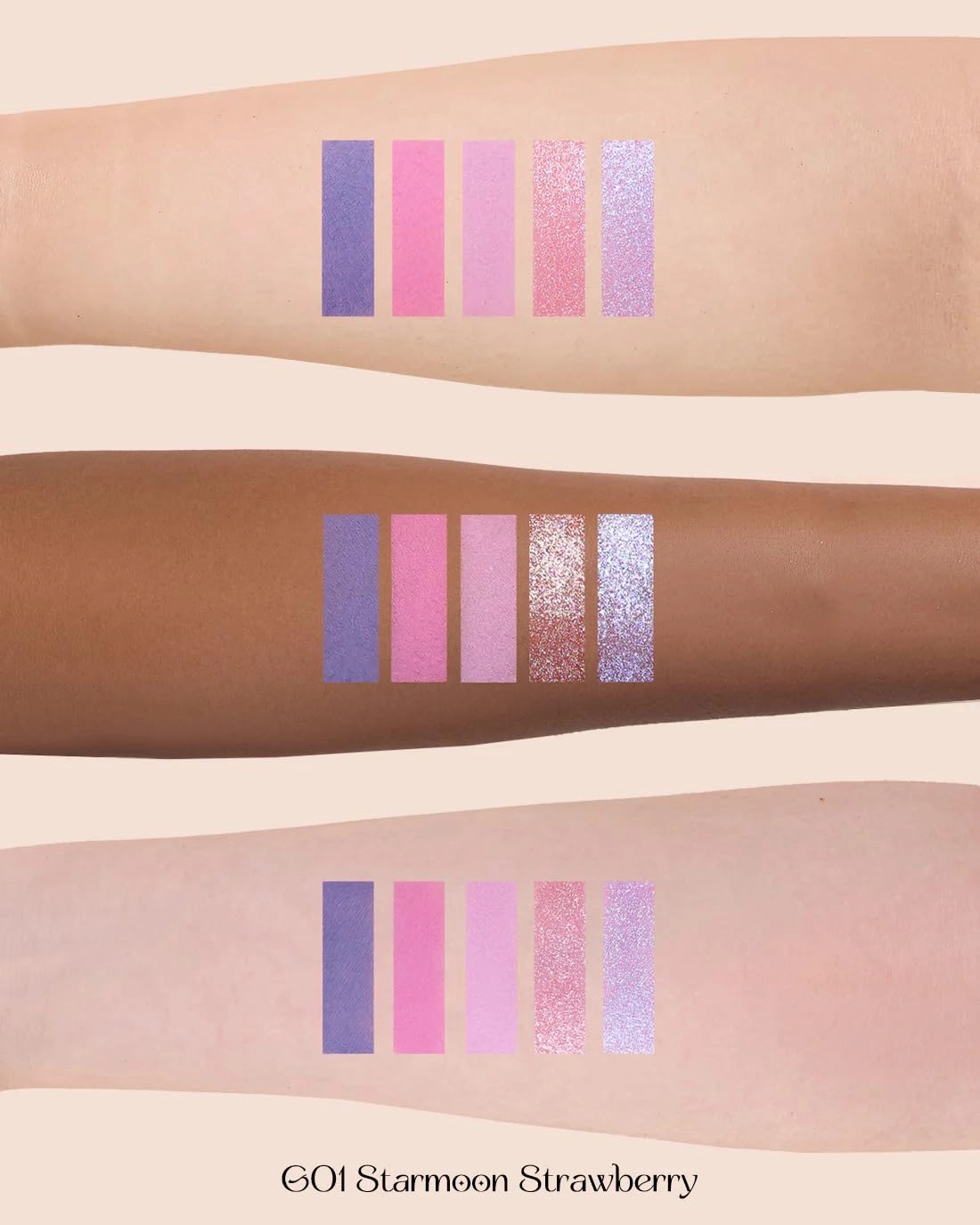 Flower Knows Violet Strawberry Rococo Eyeshadow Palette - 3 Matte 2 Shimmer Purple Shades,Long-lasting,Easy-to-apply & Highly Pigmented Eye Shadow(G01 Starmoon Strawberryl,0.37 Oz)