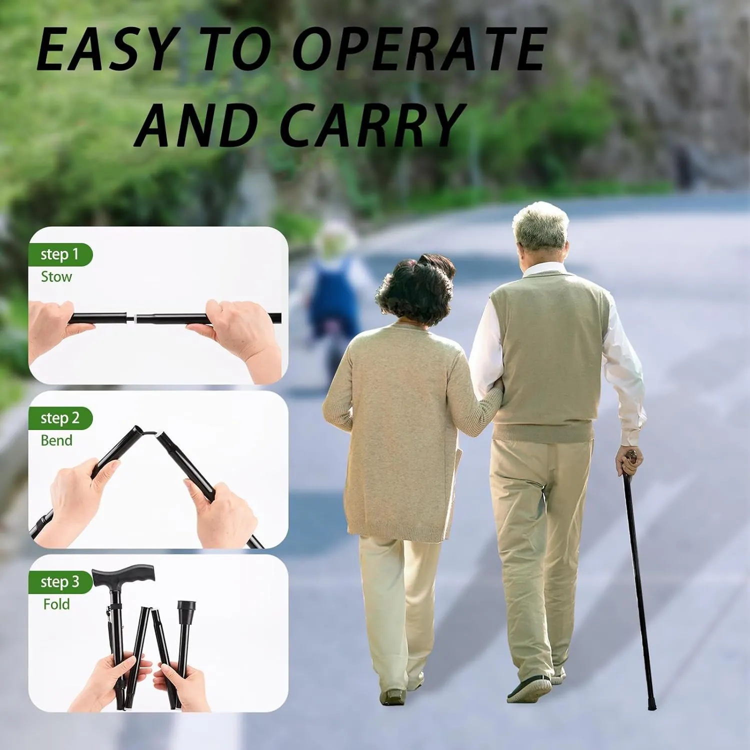 Folding Walking Cane Light, Folding Canes for Women Adjustable, Cane Folding Canes, Swalking Canes for Seniors Balance, Walking Cane, Works for Right Or Left Handed Men Or Women
