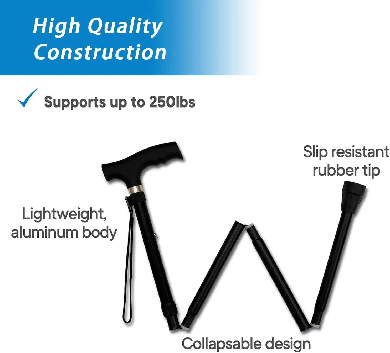 Folding Walking Cane Light, Folding Canes for Women Adjustable, Cane Folding Canes, Swalking Canes for Seniors Balance, Walking Cane, Works for Right Or Left Handed Men Or Women