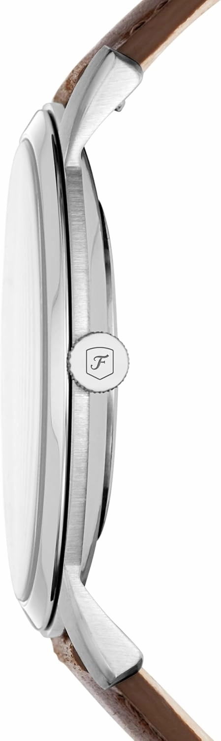 Fossil Men's Minimalist Quartz Stainless Steel and Leather Three-Hand Watch