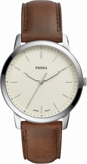 Fossil Men's Minimalist Quartz Stainless Steel and Leather Three-Hand Watch