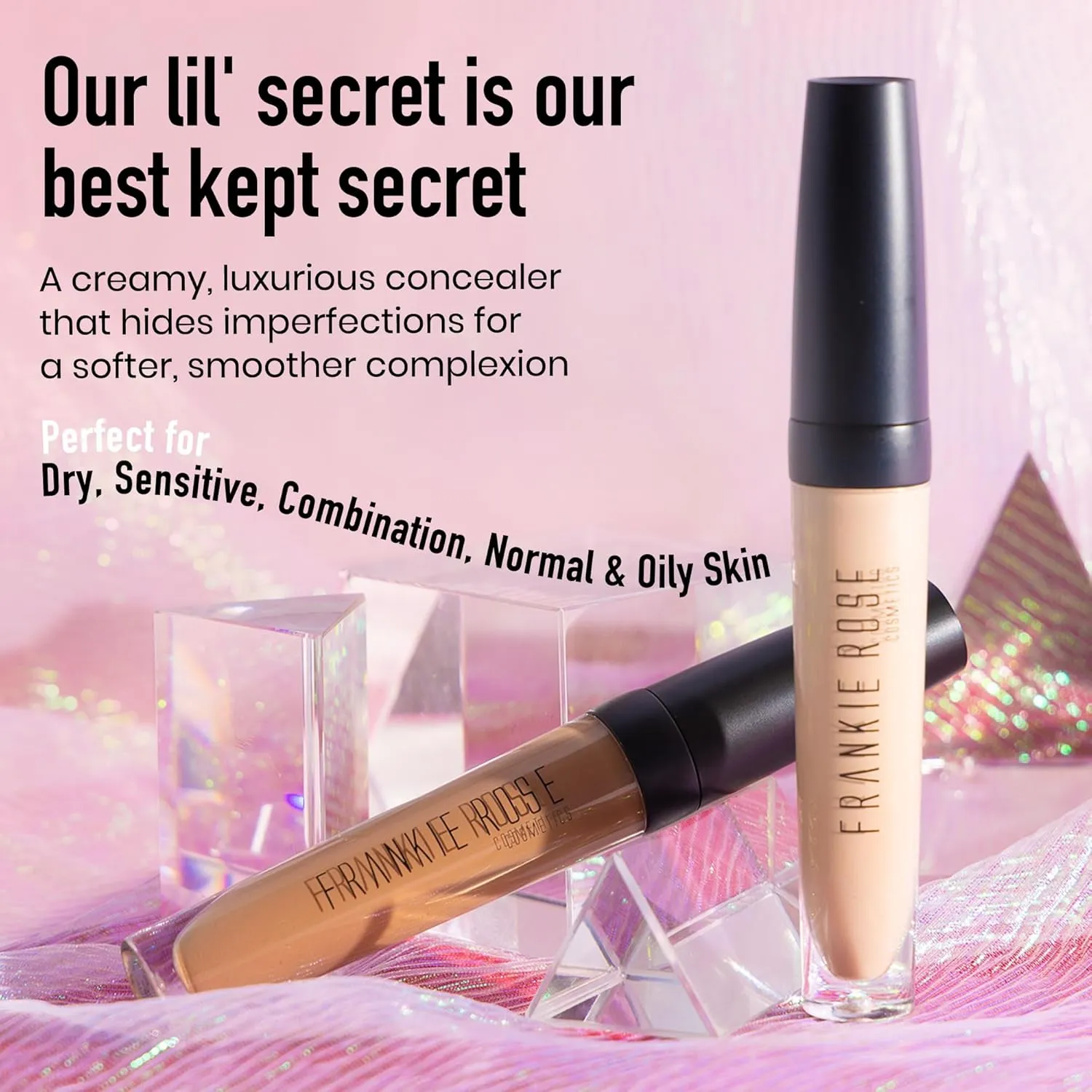 Frankie Rose Cosmetics Our Lil' Secret Concealer Sweat-Proof & Matte Under Eye Concealer, Long Lasting Full Coverage For Fine Lines, Dark Circles & Hide Imperfections - Neutral