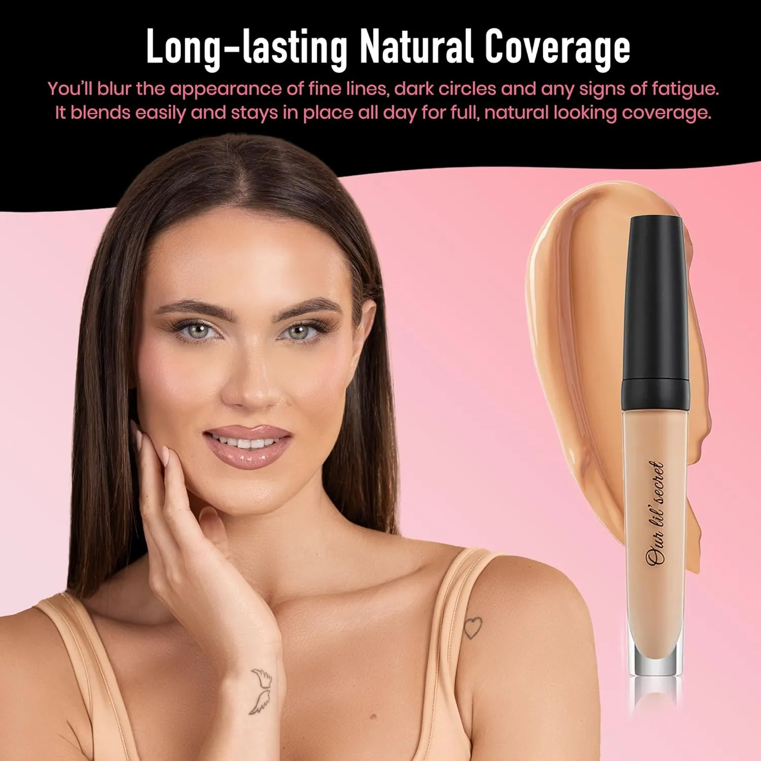 Frankie Rose Cosmetics Our Lil' Secret Concealer Sweat-Proof & Matte Under Eye Concealer, Long Lasting Full Coverage For Fine Lines, Dark Circles & Hide Imperfections - Neutral