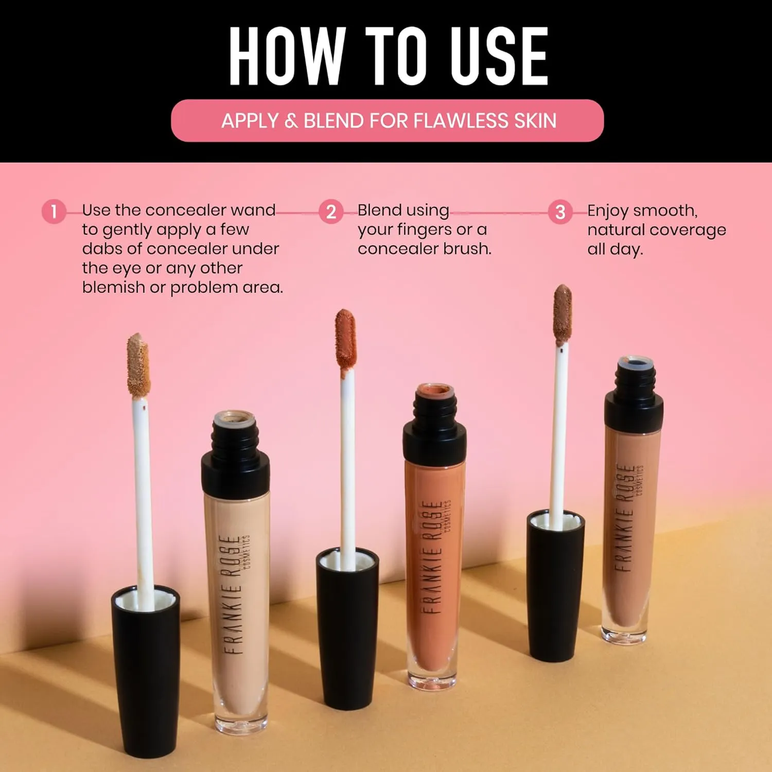 Frankie Rose Cosmetics Our Lil' Secret Concealer Sweat-Proof & Matte Under Eye Concealer, Long Lasting Full Coverage For Fine Lines, Dark Circles & Hide Imperfections - Neutral